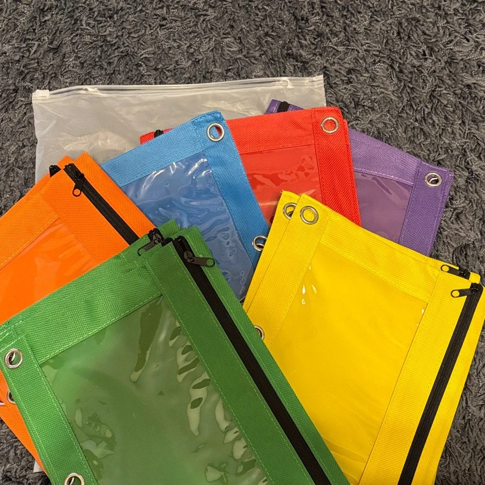 Colorful Zippered Pencil Pouches 30ct 5 of each color - Unused